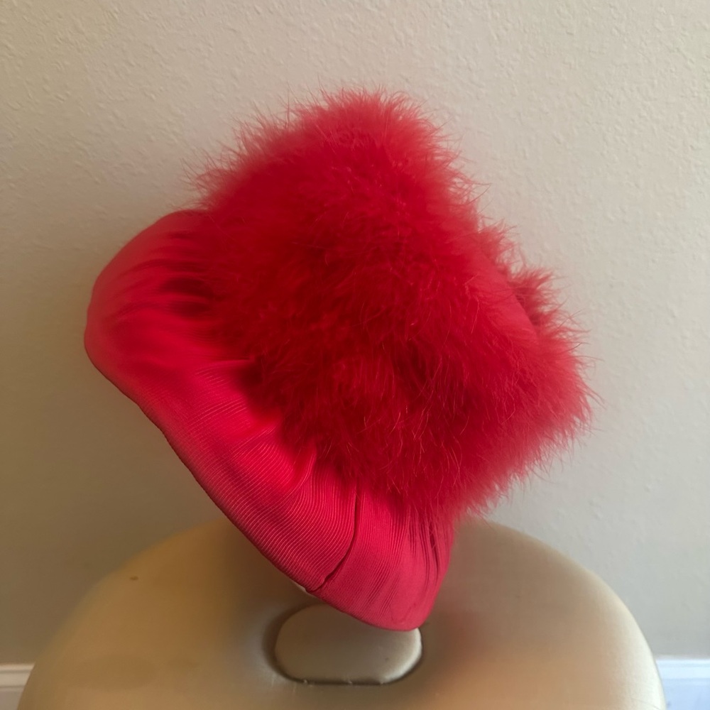 Bright red fabric and feather Whittall & Shon fabulous hat - Picture 4 of 4